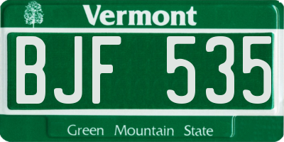 VT license plate BJF535
