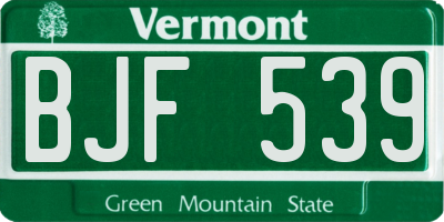 VT license plate BJF539