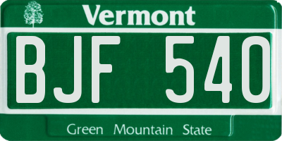 VT license plate BJF540