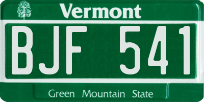 VT license plate BJF541