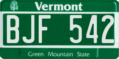 VT license plate BJF542