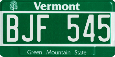 VT license plate BJF545