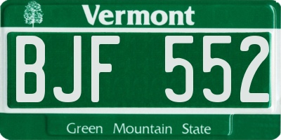 VT license plate BJF552