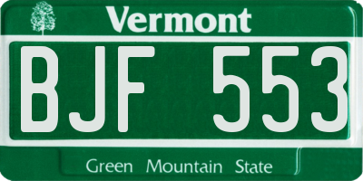 VT license plate BJF553