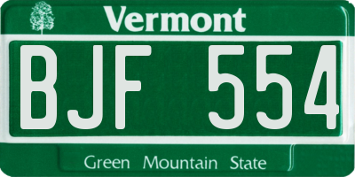 VT license plate BJF554