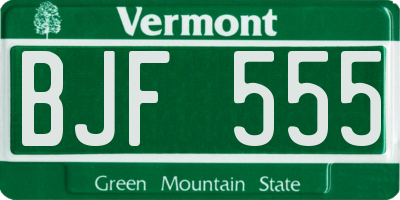 VT license plate BJF555