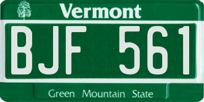 VT license plate BJF561