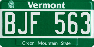 VT license plate BJF563