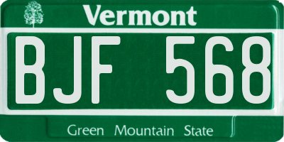 VT license plate BJF568