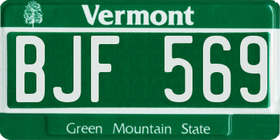 VT license plate BJF569