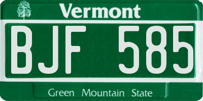VT license plate BJF585