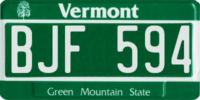 VT license plate BJF594