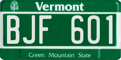 VT license plate BJF601