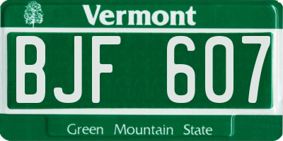 VT license plate BJF607