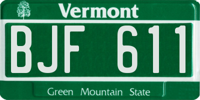VT license plate BJF611
