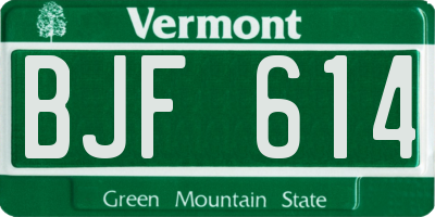 VT license plate BJF614