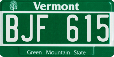 VT license plate BJF615