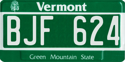 VT license plate BJF624