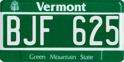 VT license plate BJF625