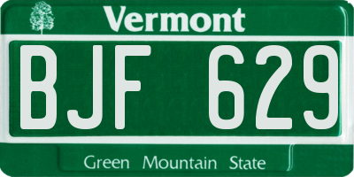 VT license plate BJF629