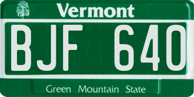 VT license plate BJF640