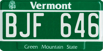 VT license plate BJF646