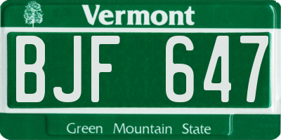 VT license plate BJF647