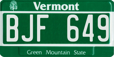 VT license plate BJF649