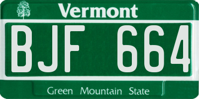 VT license plate BJF664