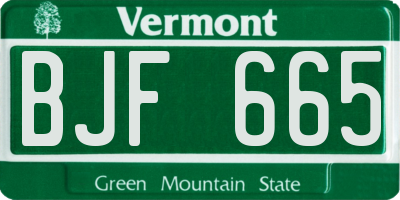 VT license plate BJF665