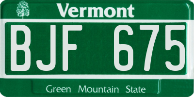 VT license plate BJF675