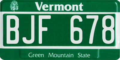 VT license plate BJF678