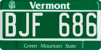 VT license plate BJF686