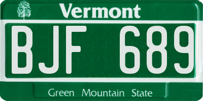 VT license plate BJF689