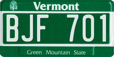 VT license plate BJF701