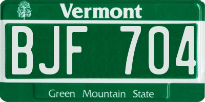 VT license plate BJF704