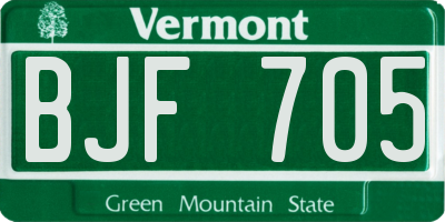 VT license plate BJF705