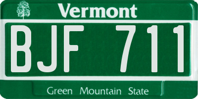 VT license plate BJF711