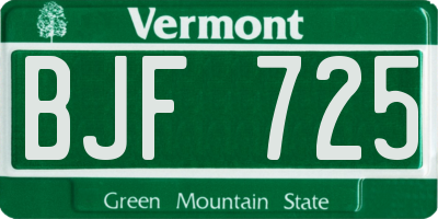 VT license plate BJF725