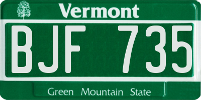 VT license plate BJF735
