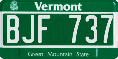 VT license plate BJF737