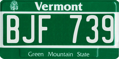 VT license plate BJF739