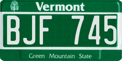 VT license plate BJF745