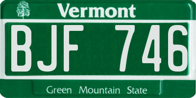 VT license plate BJF746