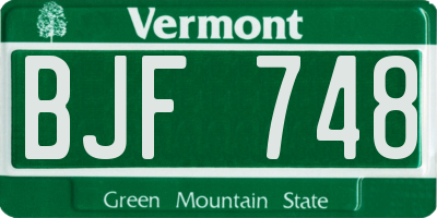 VT license plate BJF748