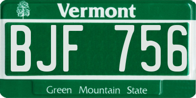 VT license plate BJF756