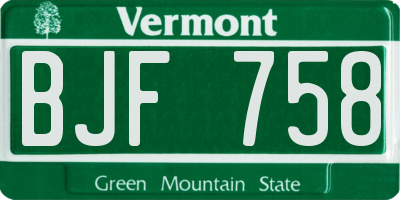 VT license plate BJF758