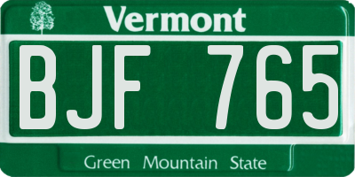VT license plate BJF765
