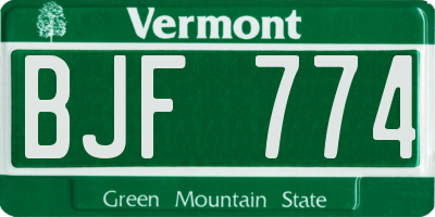 VT license plate BJF774
