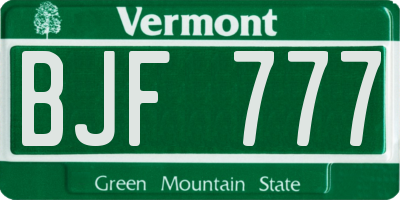 VT license plate BJF777